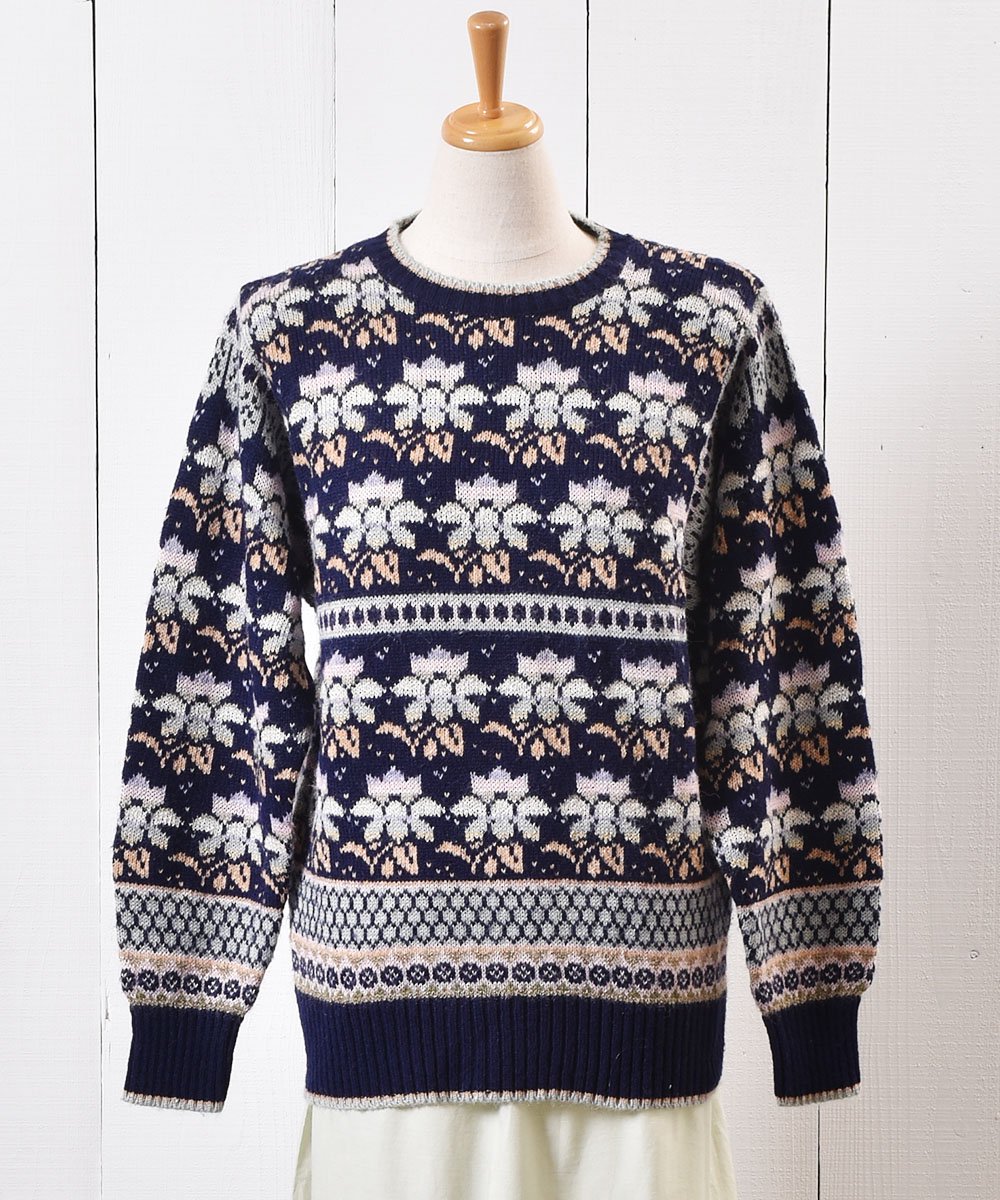   㥬 Flower Jacquard Sweater  ͥå  岰졼ץե롼 ࡼ