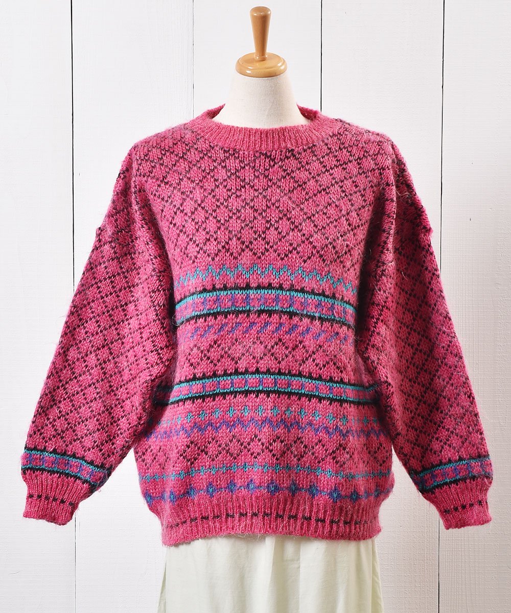  衼å  㥬  ԥ󥯡Made in Euro Jacquard Sweater Pink  ͥå  岰졼ץե롼 ࡼ