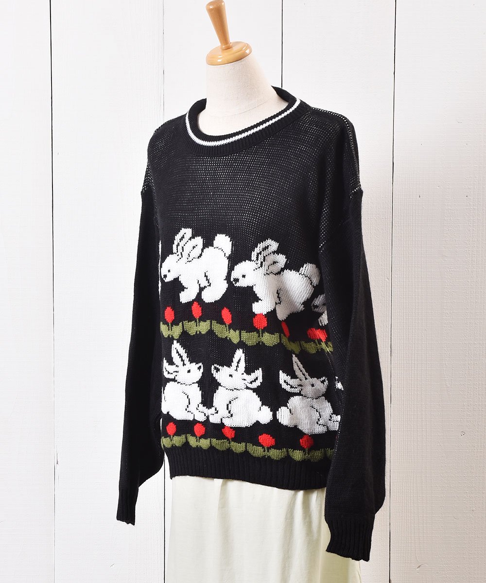 ꥹ  㥬 Made in UK Rabbits Jacquard Wool Sweater ͥ