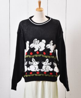 奤ꥹ  㥬 Made in UK Rabbits Jacquard Wool Sweater  Υͥå 岰졼ץե롼 ࡼ