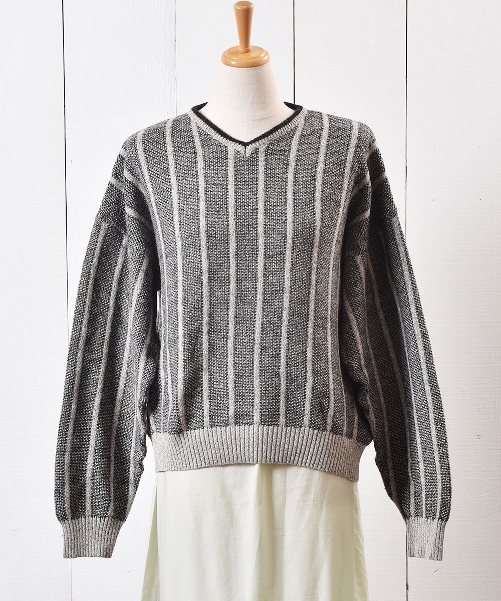  ꥢ ȥ饤 Vͥå  Made in Itary Stripe VNeck Sweater    ͥå  岰졼ץե롼 ࡼ