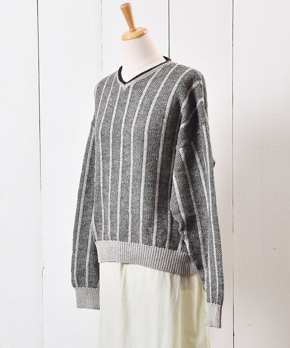 ꥢ ȥ饤 Vͥå  Made in Itary Stripe VNeck Sweater  ͥ
