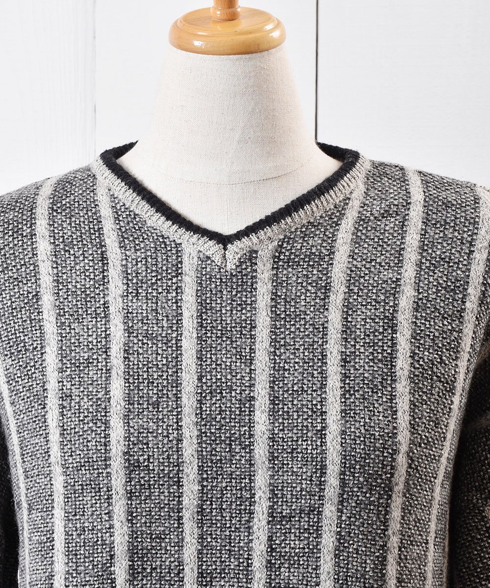 ꥢ ȥ饤 Vͥå  Made in Itary Stripe VNeck Sweater  ͥ