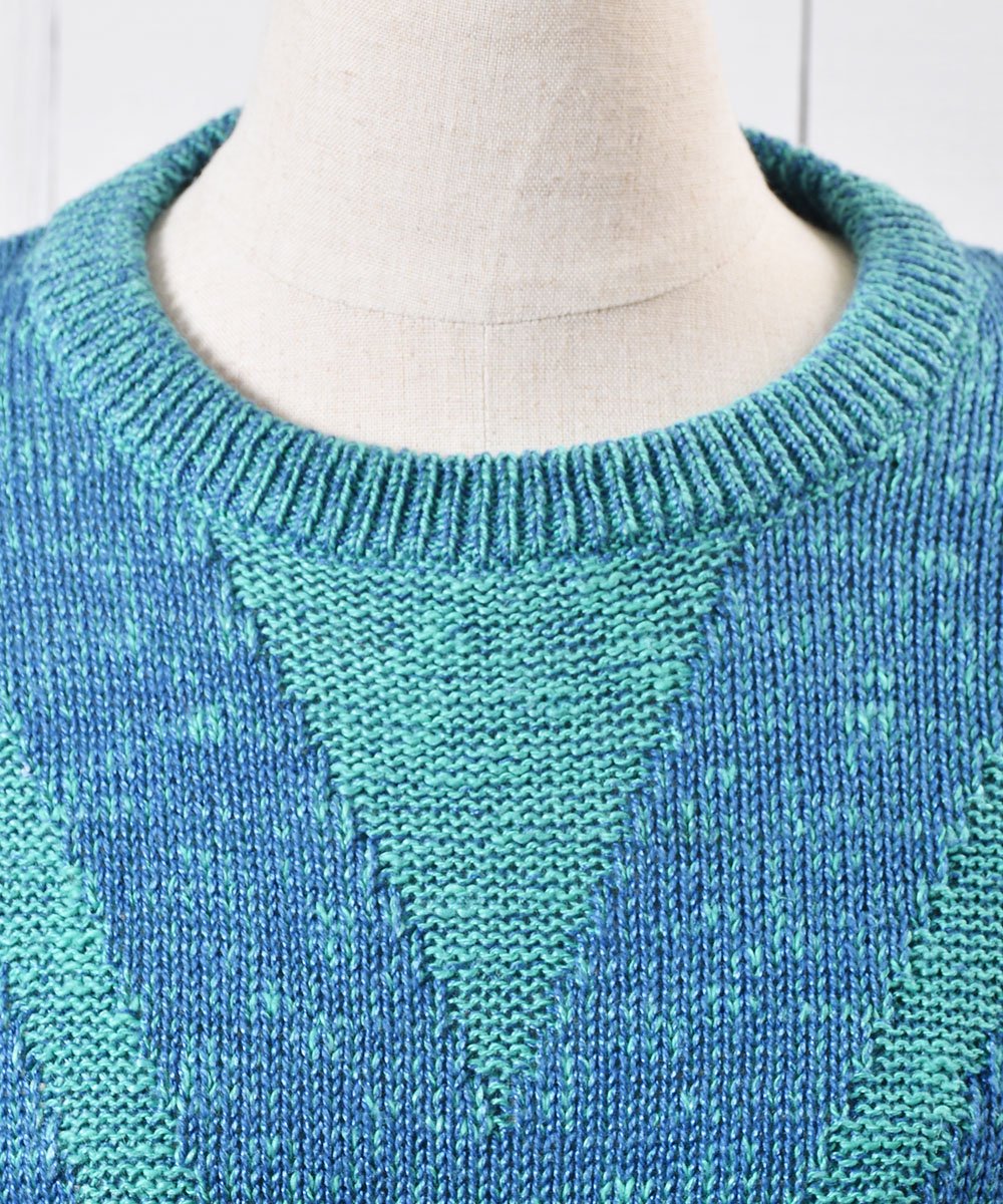 ꥢ ֥롼ߥ꡼ 롼ͥå ߥå  Made in Itary Crew neck Mix Knit Sweater  BlueGreenͥ