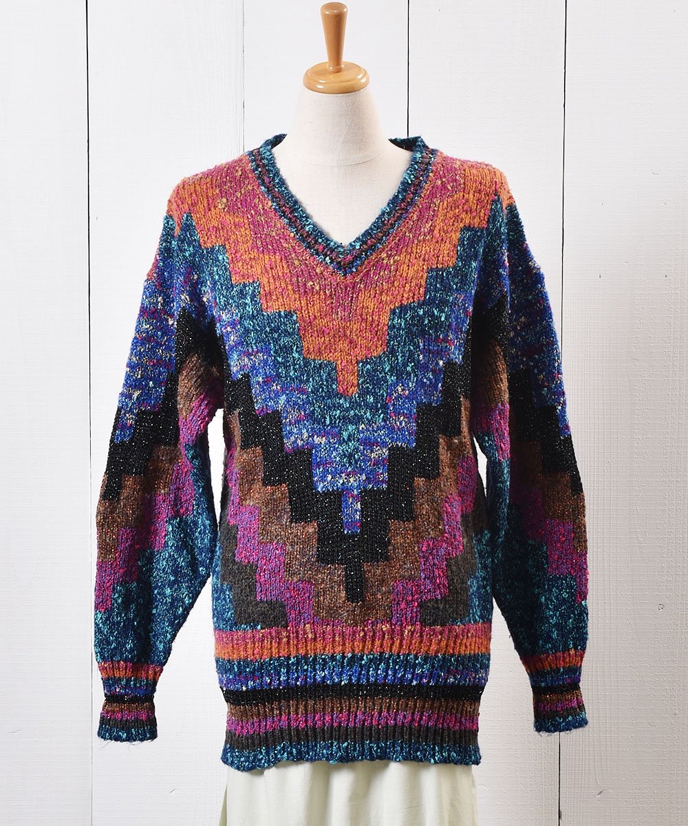   ޥ顼  ߥå Vͥå   Multi Color Lame Mix Knit Sweater  
  ͥå  岰졼ץե롼 ࡼ