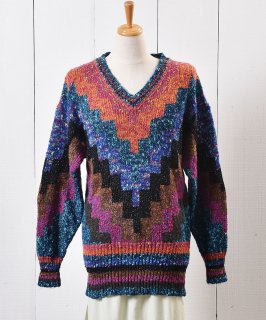 奮 ޥ顼  ߥå Vͥå   Multi Color Lame Mix Knit Sweater  
 Υͥå 岰졼ץե롼 ࡼ