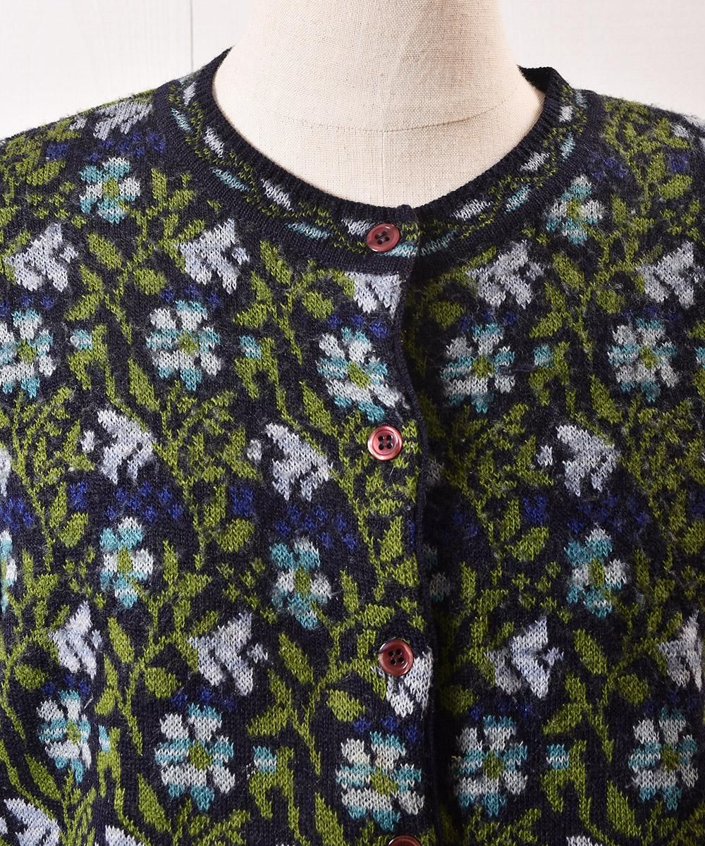 花柄 ニット カーディガン ｜Knit Cardigan Flower Pattern - 古着の 