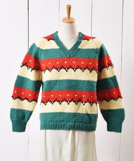 Hedy Ebers70ǯ ˥å  ޥ顼70's Knit Sweater Multi Color Υͥå 岰졼ץե롼 ࡼ