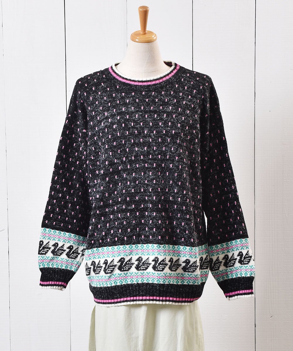  ꥫ ˥å  ɥåȡMade in USA Knit Sweater Dot&Swan  ͥå  岰졼ץե롼 ࡼ