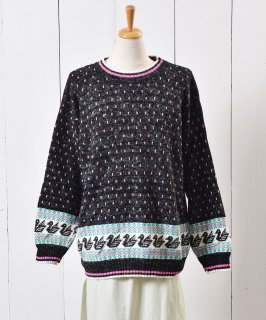 奢ꥫ ˥å  ɥåȡMade in USA Knit Sweater Dot&Swan Υͥå 岰졼ץե롼 ࡼ