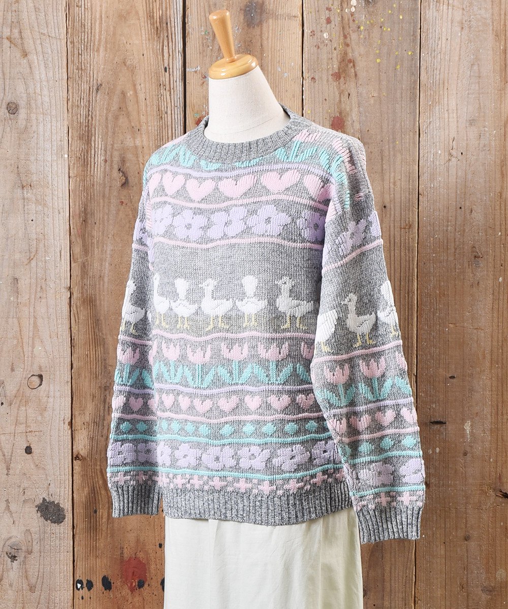 ѥƥ ˥å եå Knit Sweater Flower&Duck Pastel Colorͥ
