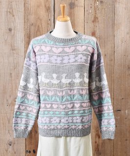 ѥƥ ˥å եå Knit Sweater Flower&Duck Pastel Color Υͥå 岰졼ץե롼 ࡼ