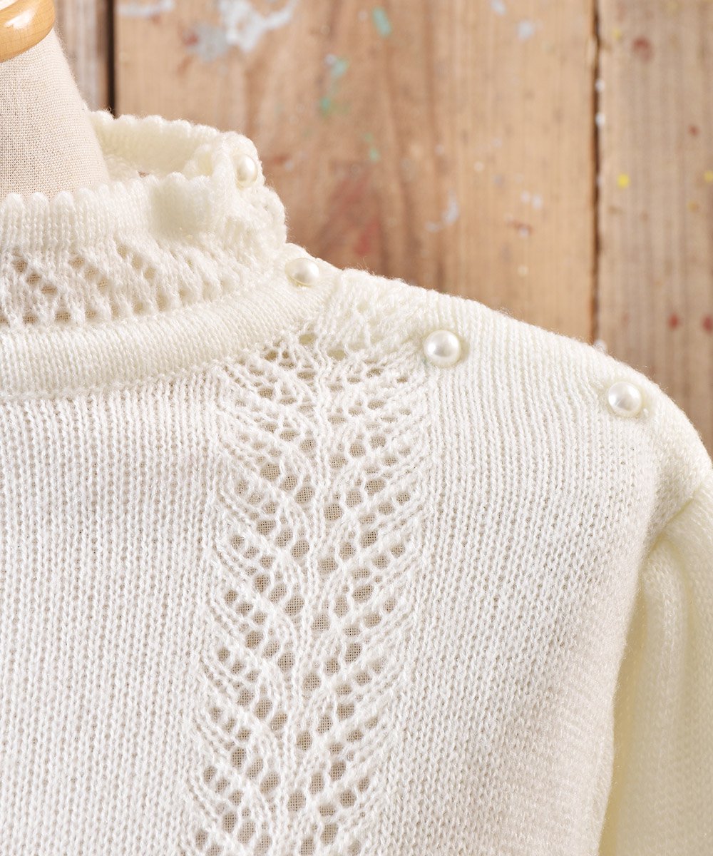 デザインニット 花刺繍セーター スタンドカラー｜Design knit Sweater
