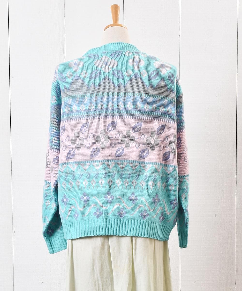 アメリカ製 パステル ニット セーター 花柄｜Made in USA Knit Sweater ...