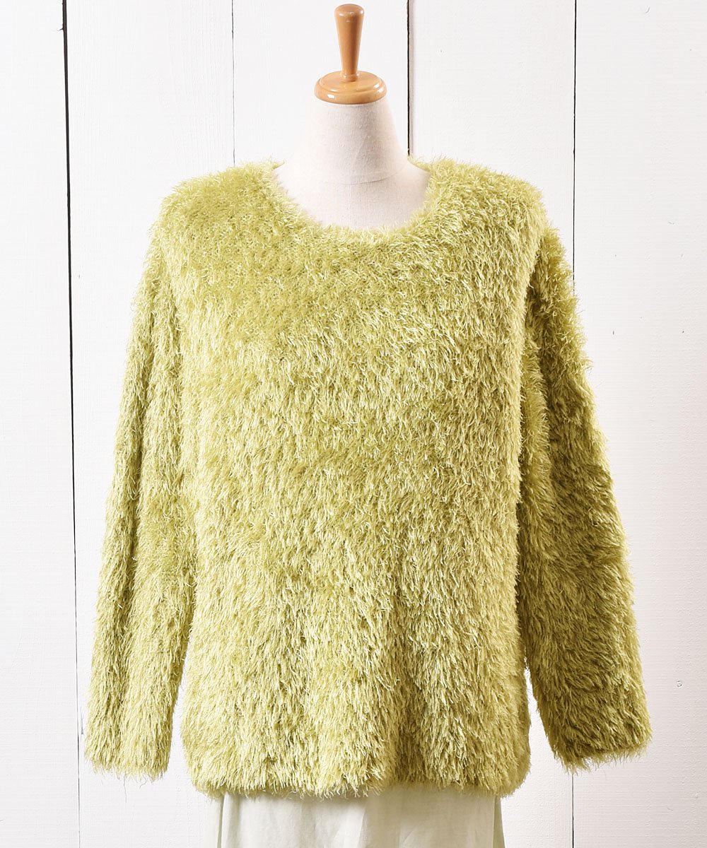  ԥ꡼ 㥮   Pistachio Green Shaggy Knit Sweater   ͥå  岰졼ץե롼 ࡼ