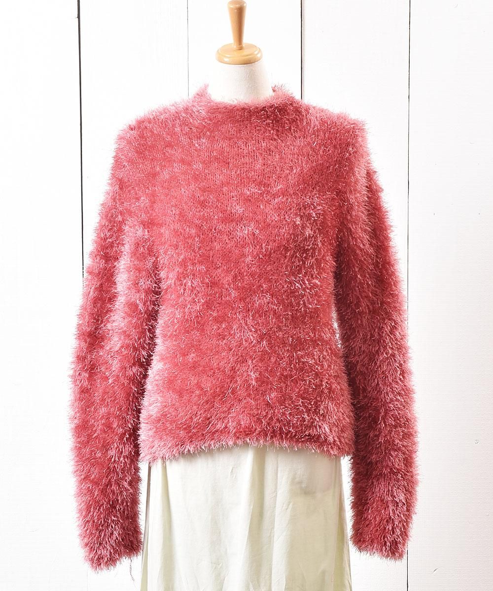 コーラルピンク シャギー モックネック セーター Coral Pink Shaggy Knit Sweater 古着のネット通販サイト 古着屋グレープフルーツムーン Grapefruitmoon Onlineshop ヴィンテージアイテム レトロファッション