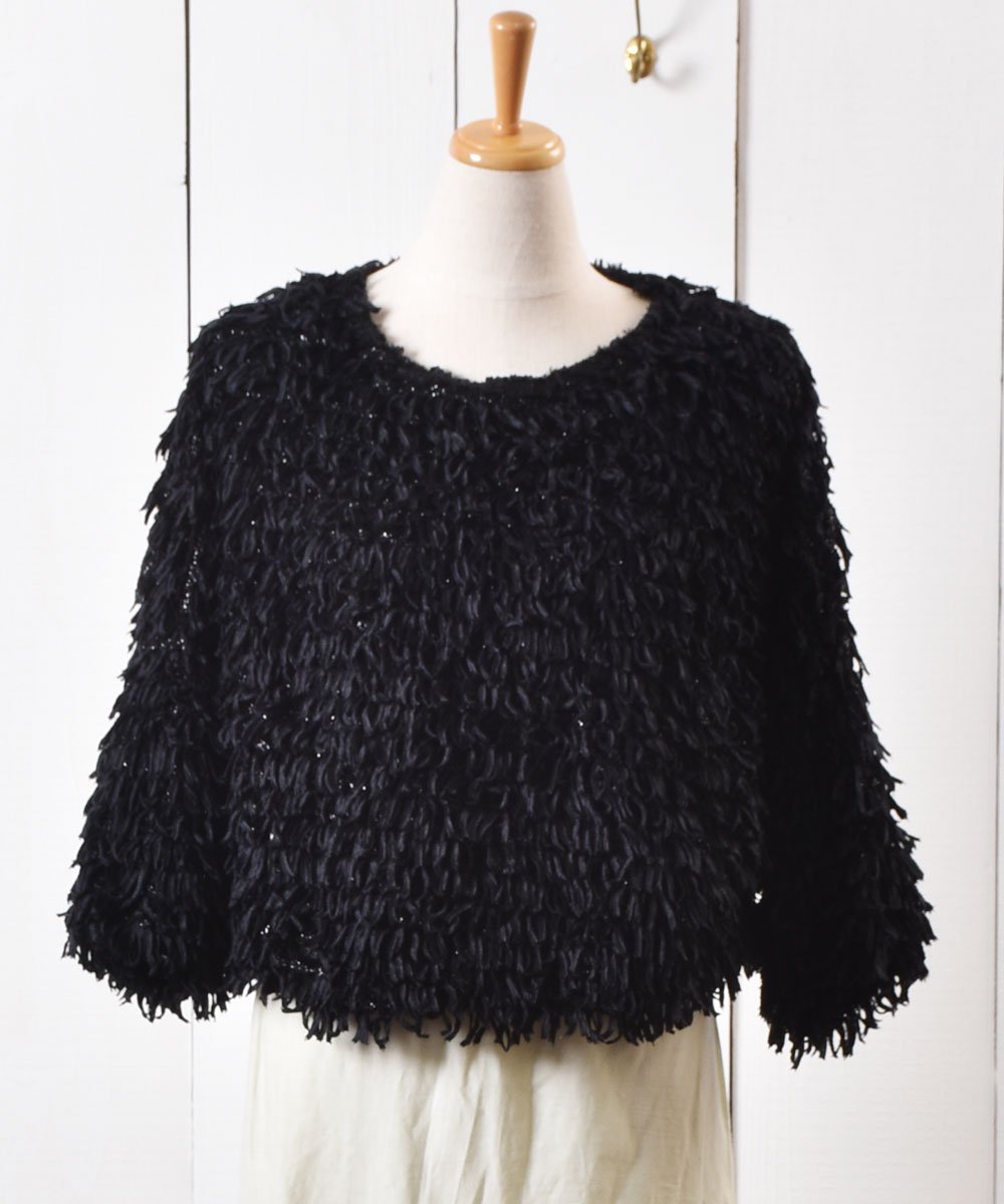  ɥޥ ꡼  硼  ֥åDolman Sleeve Lame Knit Sweater Black  ͥå  岰졼ץե롼 ࡼ