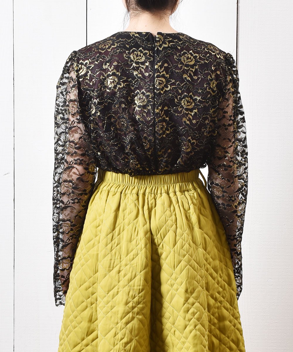 ɥ ֥졼 ץ륪С ֥饦Gold Lame Flower Lace Blouseͥ