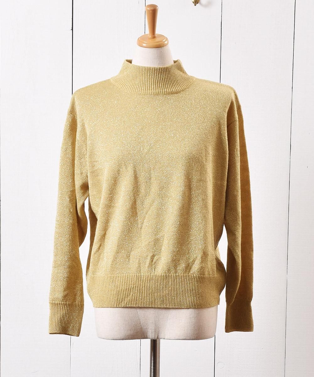 ゴールドラメ タートルネック セーター｜Gold Lame Turtle Neck Knit