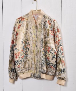  륯 㥱å  ֥륾 ١ Flower Pattern Silk Jacket  Υͥå 岰졼ץե롼 ࡼ