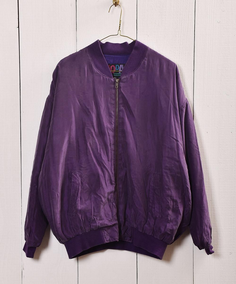 シルク ジャケット ブルゾン型 パープル ｜ Silk Jacket Blouson Type Purple - 古着のネット通販サイト  古着屋グレープフルーツ ムーン(Grapefruitmoon)Onlineshop ヴィンテージアイテム・レトロファッション