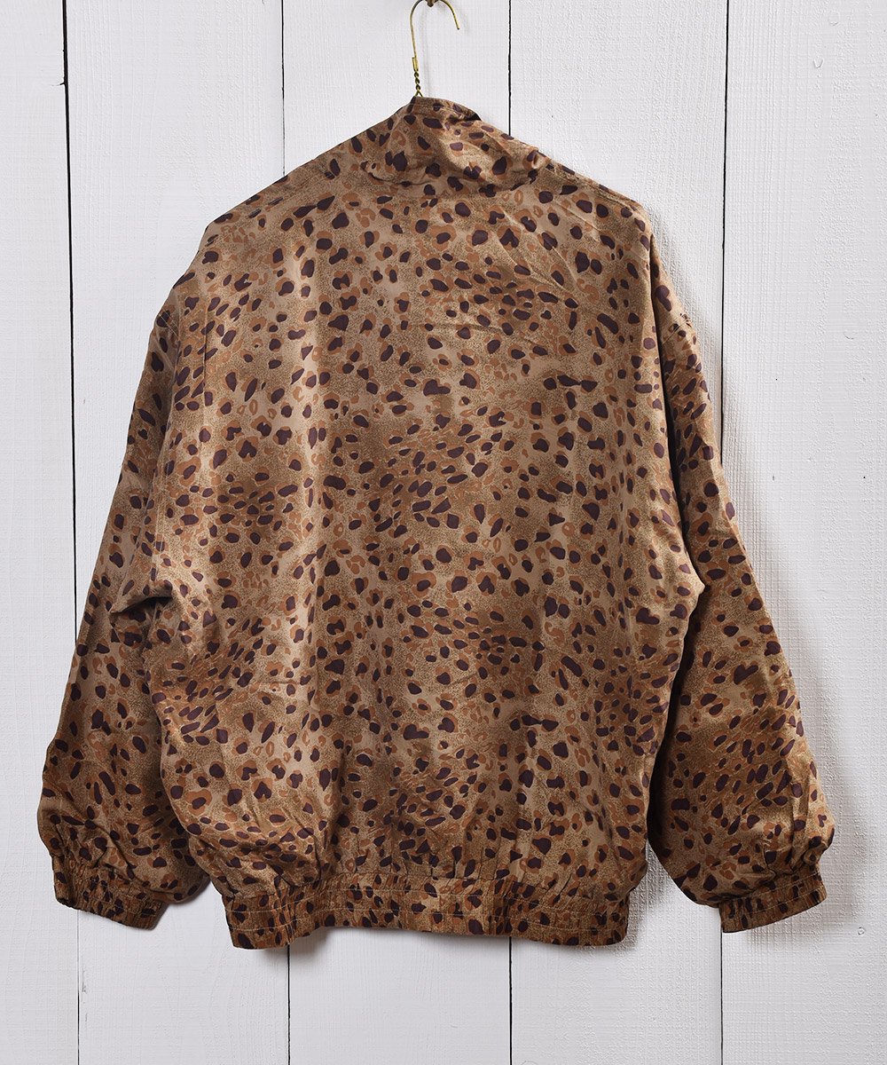 ヒョウ柄 シルク ジャケット ブルゾン型 ブラウン｜Leopard Pattern