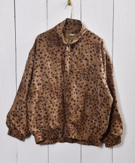 ҥ祦 륯 㥱å  ֥륾 ֥饦Leopard Pattern Silk Jacket  Blouson Type Brown Υͥå 岰졼ץե롼 ࡼ