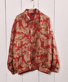  륯 㥱å ֥륾  Fallen Leaves Pattern Silk Jacket  Blouson Type Υͥå 岰졼ץե롼 ࡼ