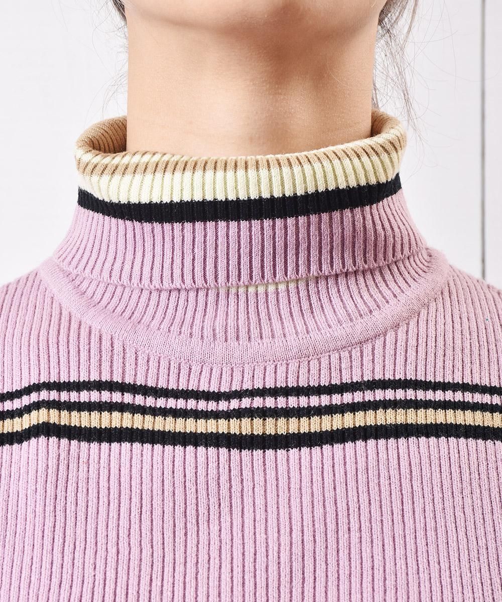 MISSONI ミッソーニ ハイネックニット 良好 サイズ44 マルチカラー/パープル ウール×シルク レディース イタリア製 トップス