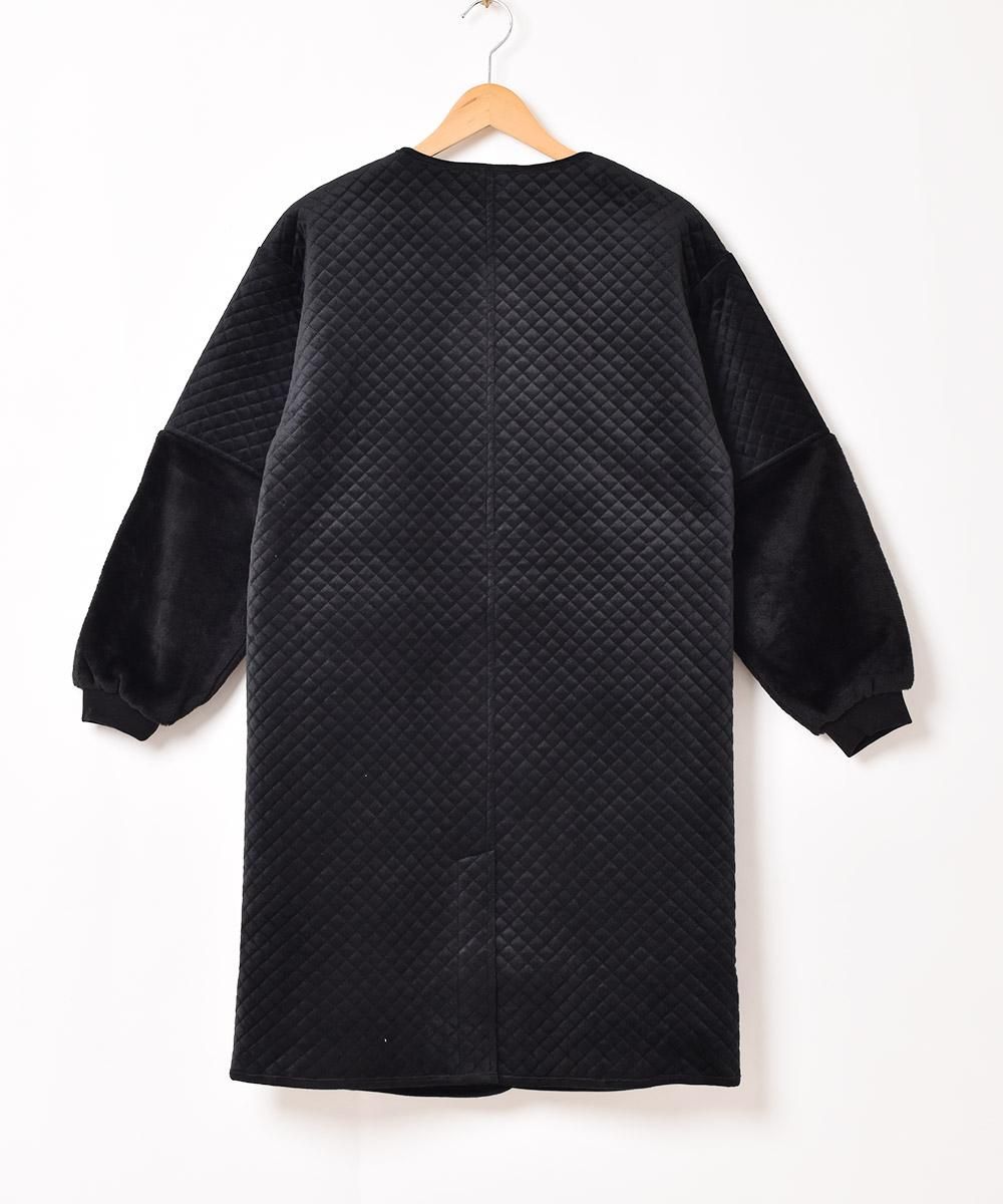 レトロ ロングコート ベロア キルティング ブラック 総柄 ゼブラ 古着 黒 レトロ ロングコート ベロア キルティング ブラック 総柄 ゼブラ