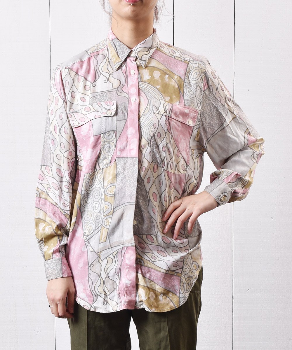 Ĺµ  ѥƥLong-sleeve Shirts Abstract Pattern Pastel Coloringͥ