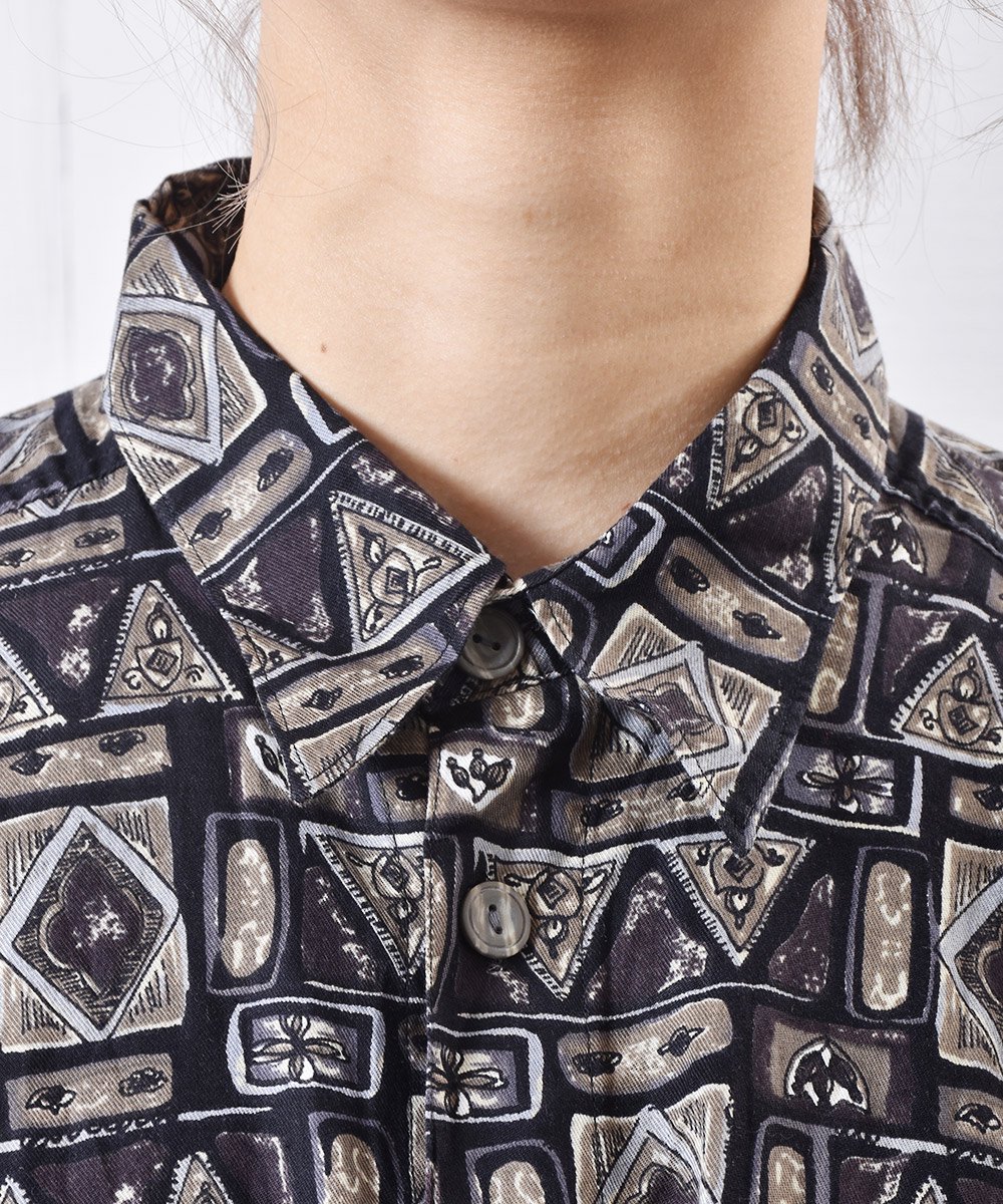 Ĺµ  ݥåȡLong-sleeve Shirts Abstract Pattern Pocketͥ