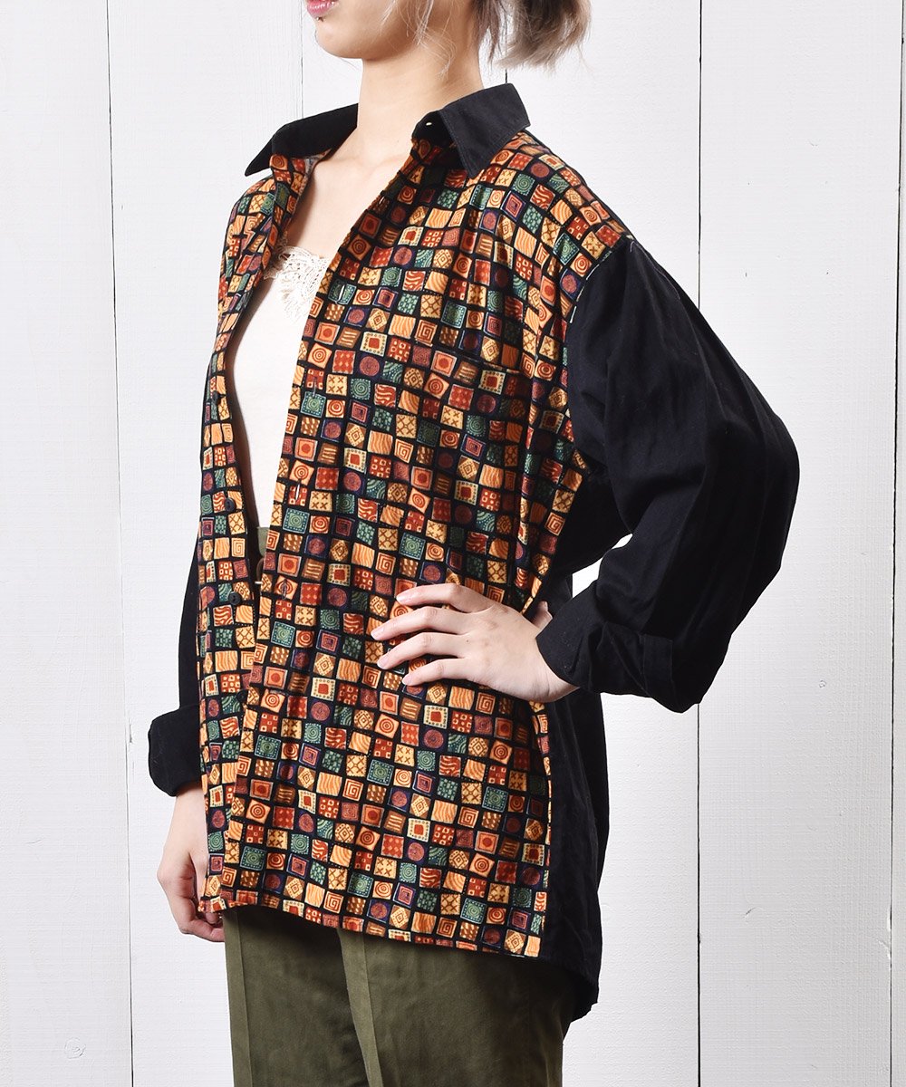 Ĺµ ڤؤ  Long-sleeve Switched Shirts Abstract Patternͥ