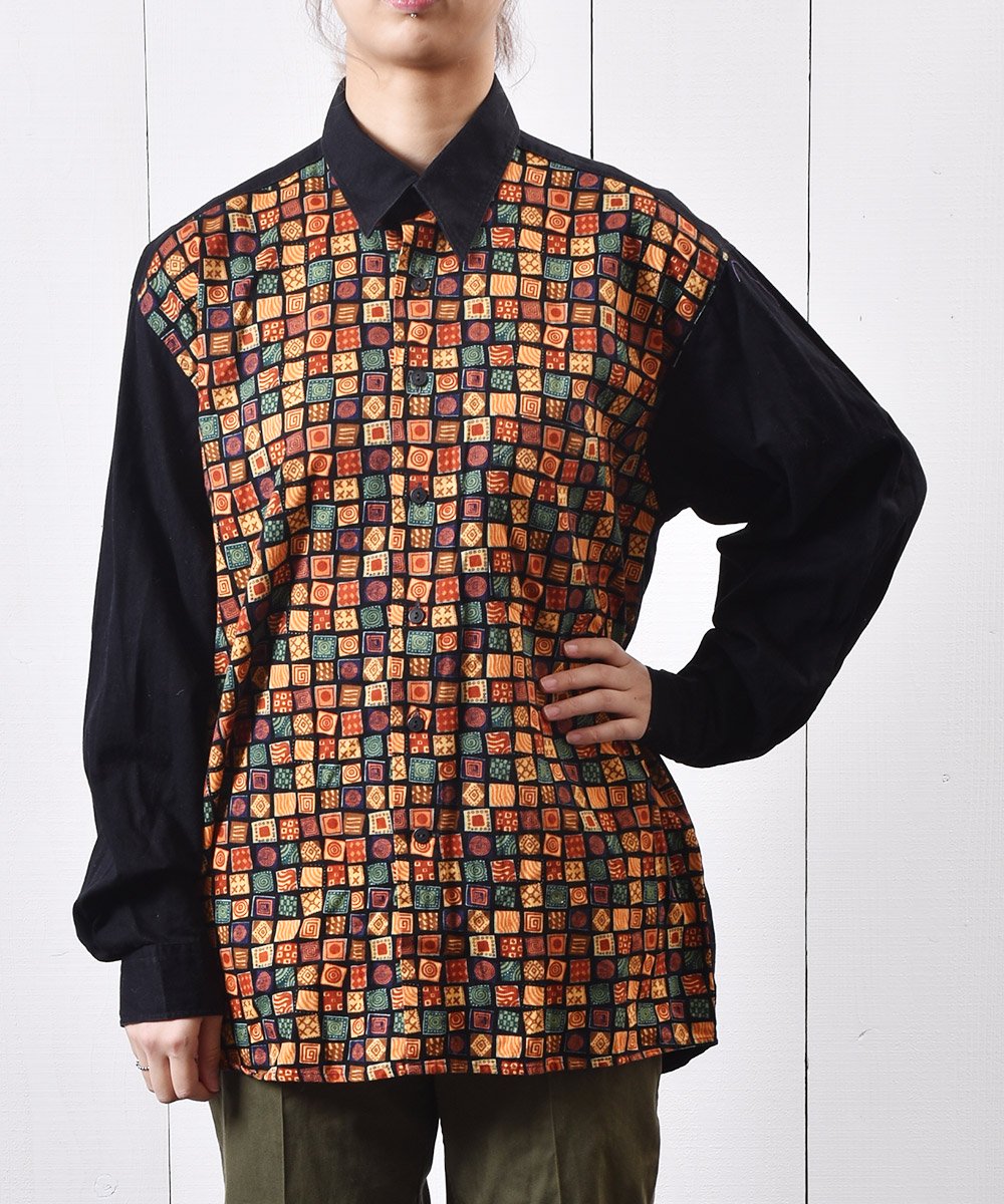 Ĺµ ڤؤ  Long-sleeve Switched Shirts Abstract Patternͥ