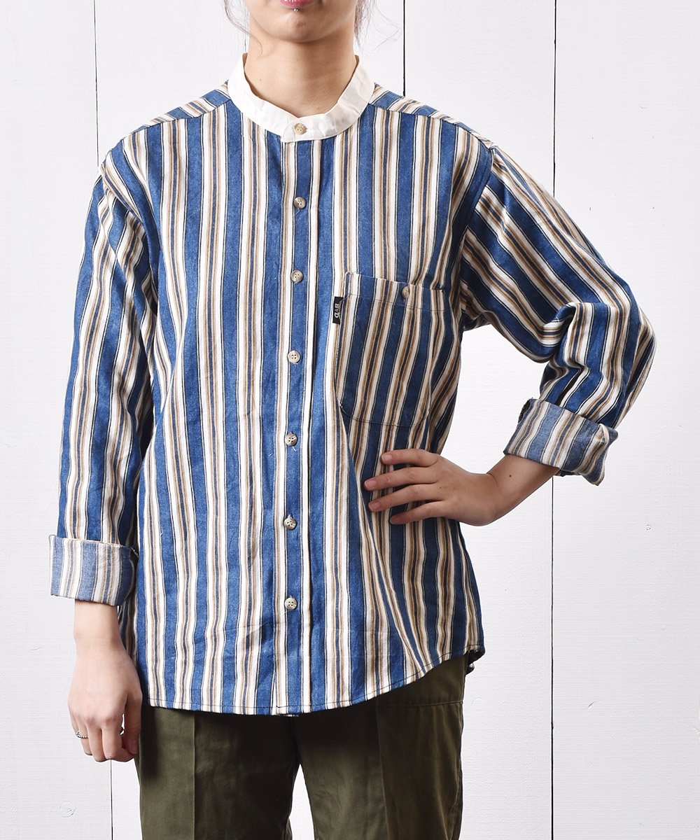  ꥫ åȥ󥷥 ޥȥ饤 Ρ顼Made in USA Cotton Shirts Multi-stripe Collar-less  ͥå  岰졼ץե롼 ࡼ