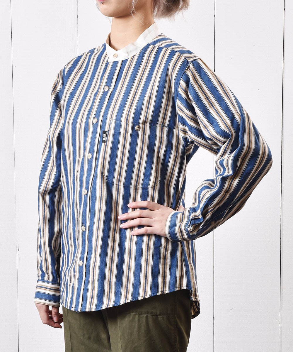 ꥫ åȥ󥷥 ޥȥ饤 Ρ顼Made in USA Cotton Shirts Multi-stripe Collar-lessͥ