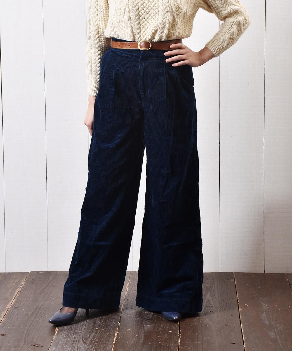 コーデュロイ ワイドパンツ 無地 ネイビー｜Wide Pants Plain Corduroy