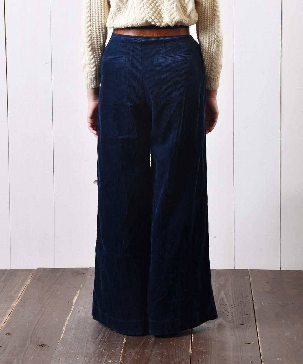 コーデュロイ ワイドパンツ 無地 ネイビー｜Wide Pants Plain Corduroy