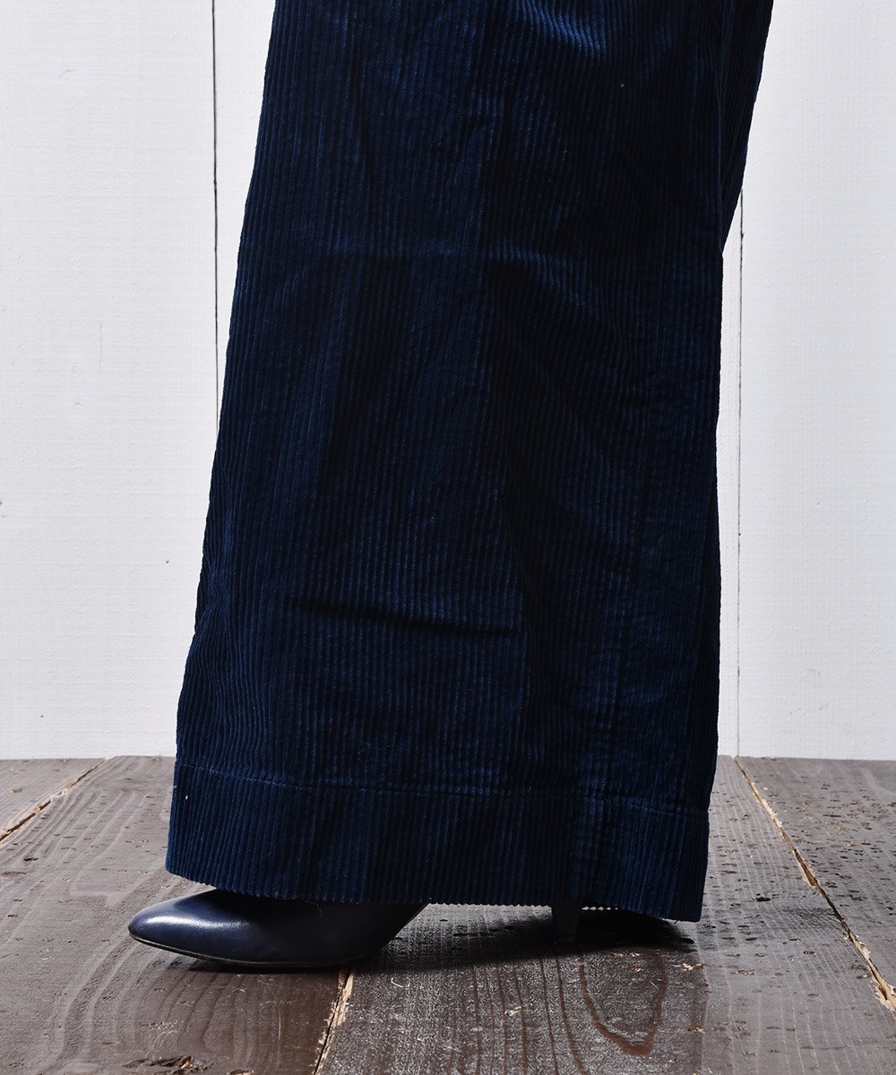 ǥ 磻ɥѥ ̵ ͥӡWide Pants Plain Corduroy Navyͥ