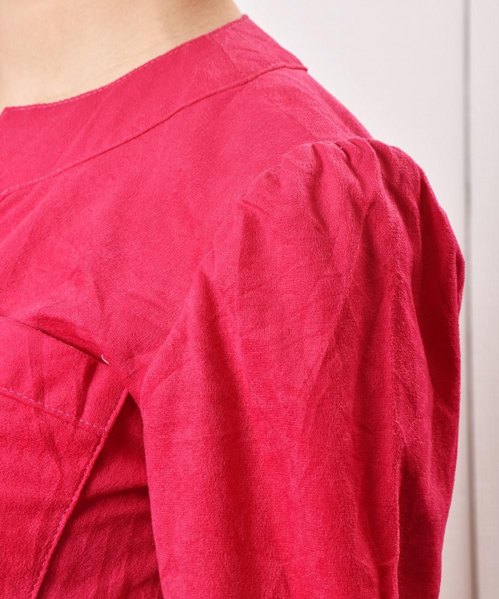 マゼンダピンク 7分袖 ワンピース Vivid Pink 7sleeve One Piece 古着のネット通販サイト 古着屋グレープフルーツムーン Grapefruitmoon Onlineshop ヴィンテージアイテム レトロファッション