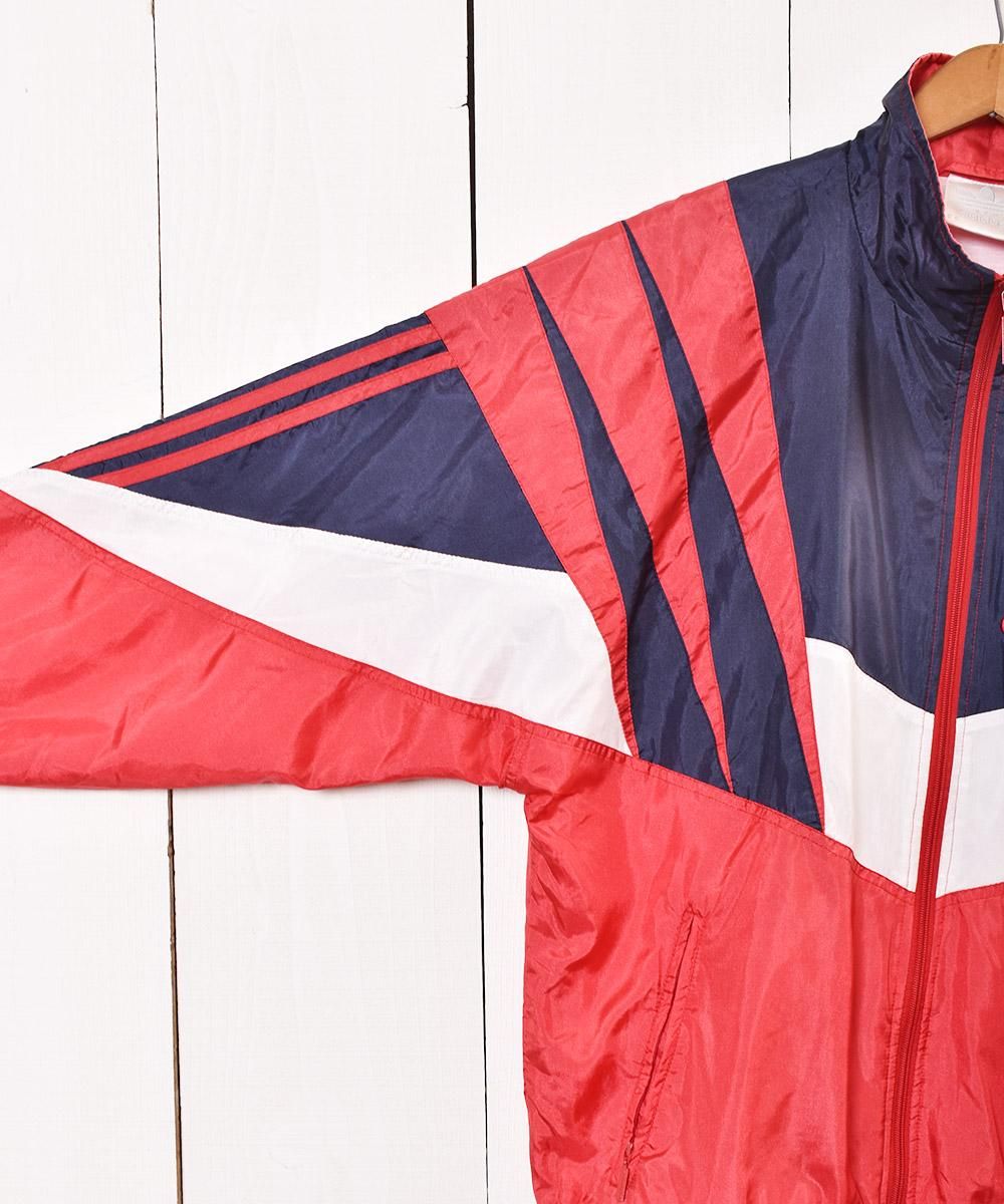adidas ナイロンジャケット ネイビー×レッド - 古着屋 adidas ナイロンジャケット ネイビー×レッド - 古着屋