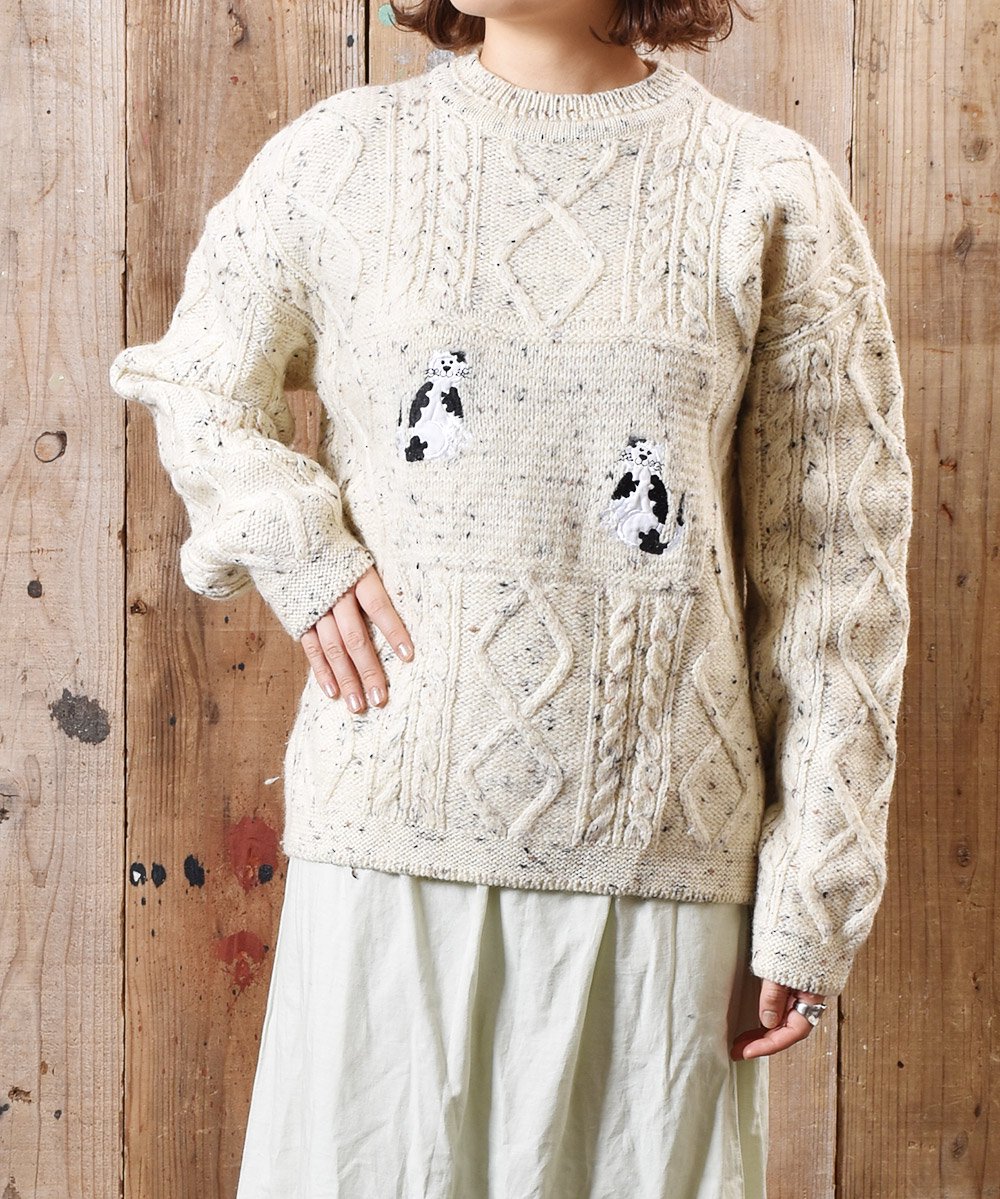 イギリス製 猫パッチ付き ケーブル編み セーター - 古着のネット通販 ...