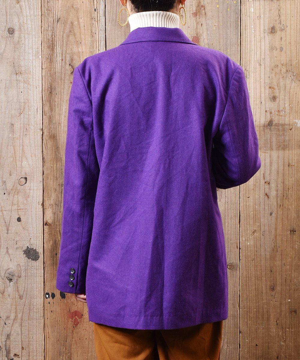 テーラードジャケット パープル 紫 ヴィンテージ 古着 wa082 - 通販