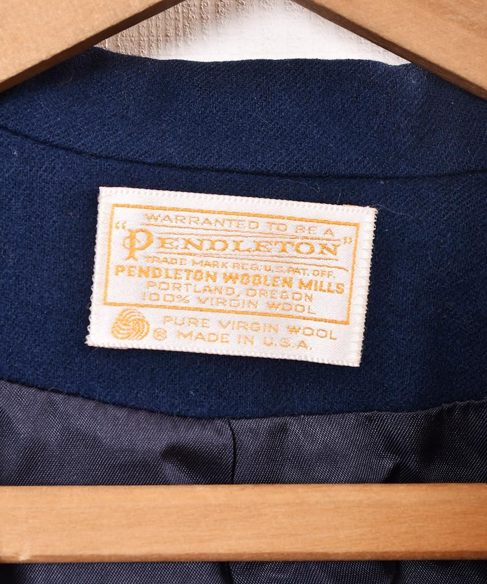 アメリカ製”PENDLETON” ウールジャケット ネイビー 厚手 - 古着