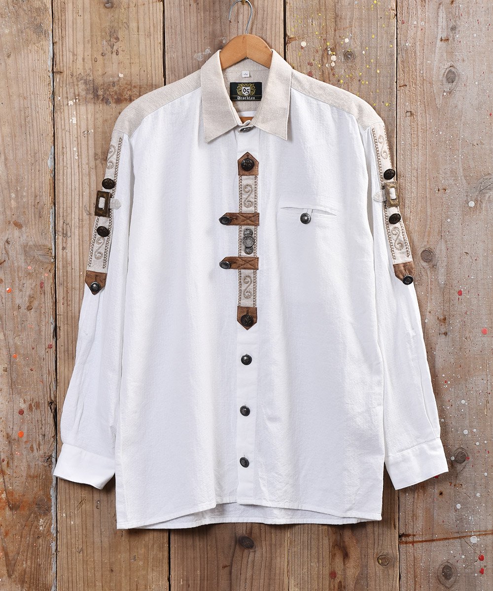 メタルボタン&刺繍 チロルシャツ ヨーロッパ製 - 古着のネット通販