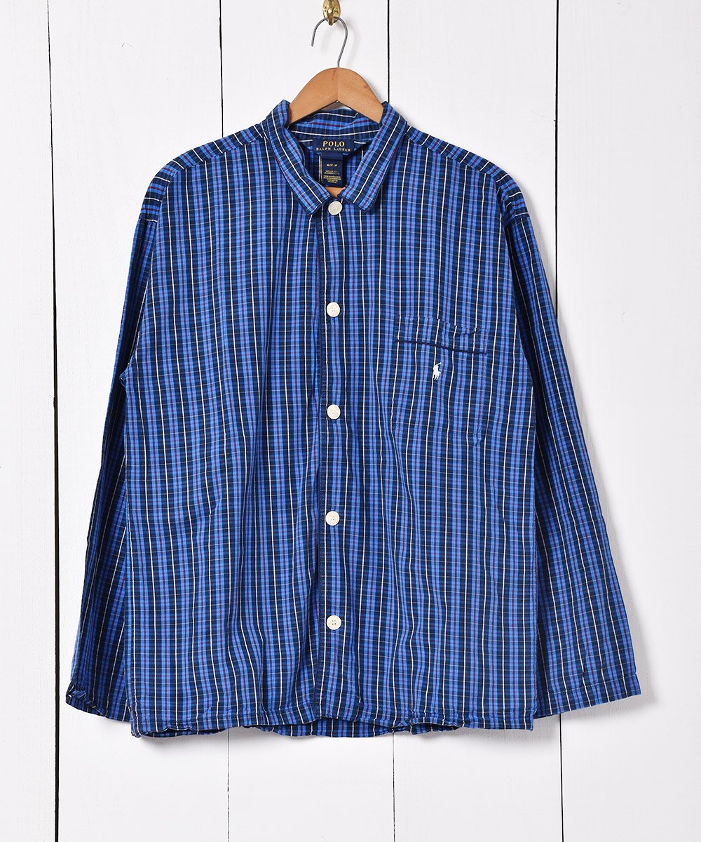 Ralph Lauren チェック柄 パジャマシャツ ブルー - 古着のネット通販 