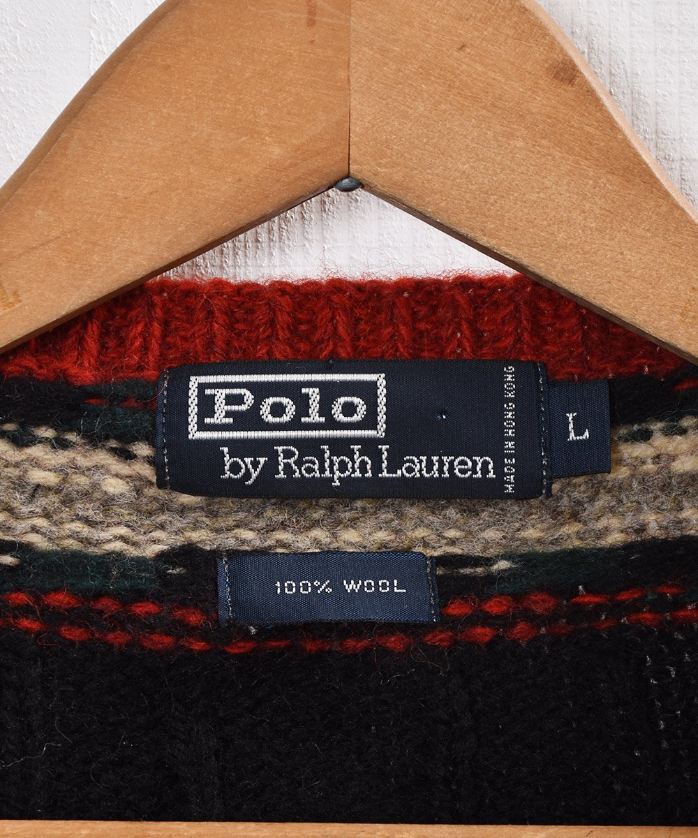 Polo by Ralph Lauren チルデンニットセーター ブラック - 古着の 