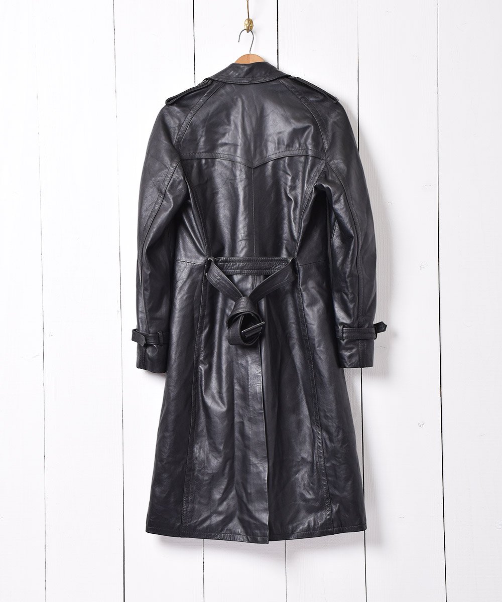 ダブルブレスト ブラック レザーコート - 古着のネット通販サイト 古着 