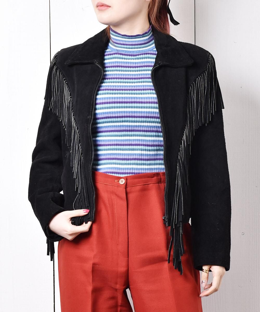 フリンジ スエード ジャケット - 古着屋グレープフルーツ ムーン