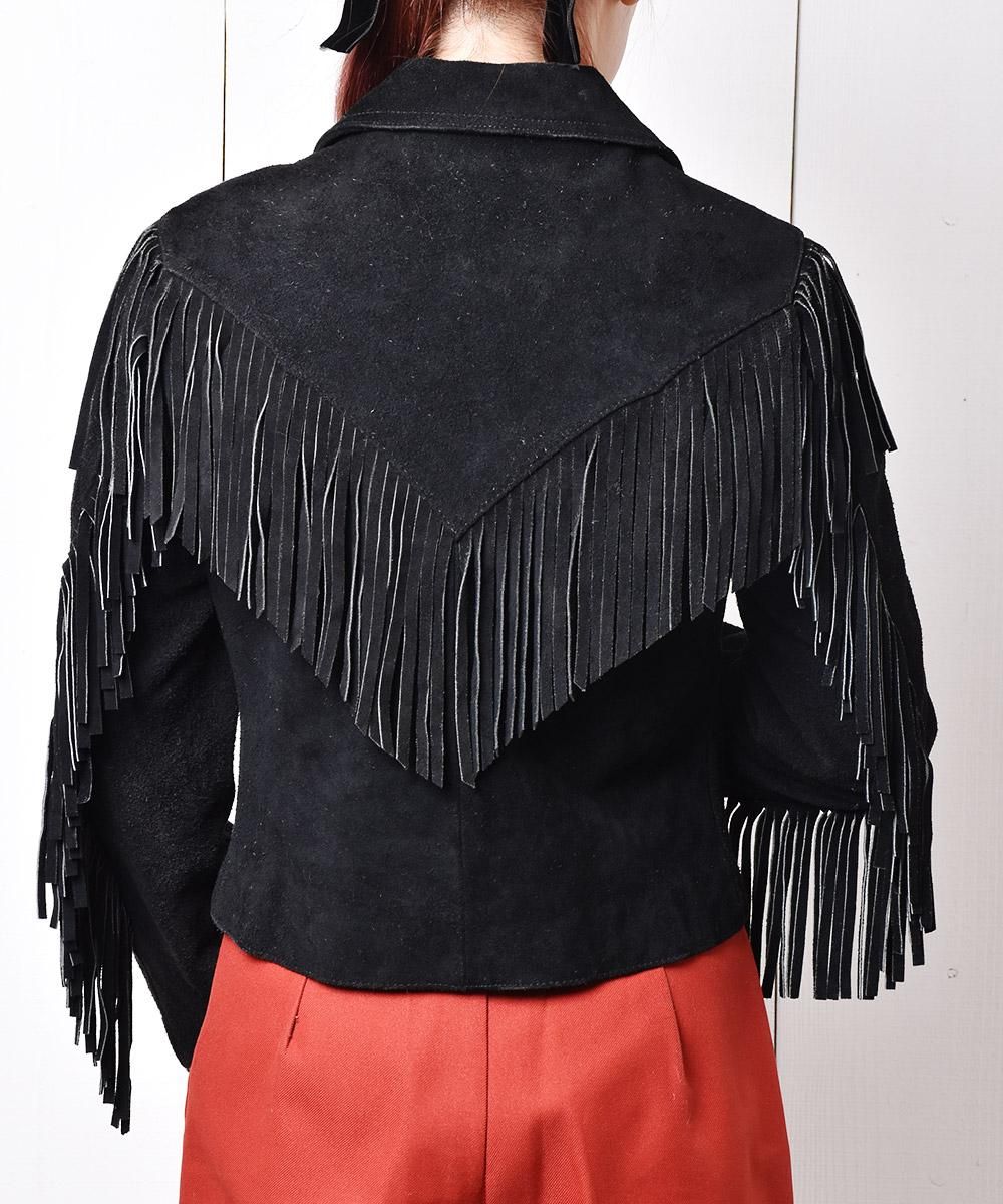 アメリカ発Aquaフリンジスエードジャケット フリンジ スエード ジャケット - 古着屋グレープフルーツ ムーン